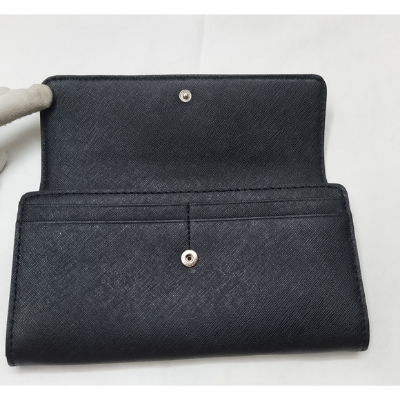 Michael Kors Hamilton Black Leather Lock Credit Card Bifold Wallet - Picture 9 of 16